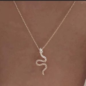 Last! Gold cz minimalist Snake necklace choker